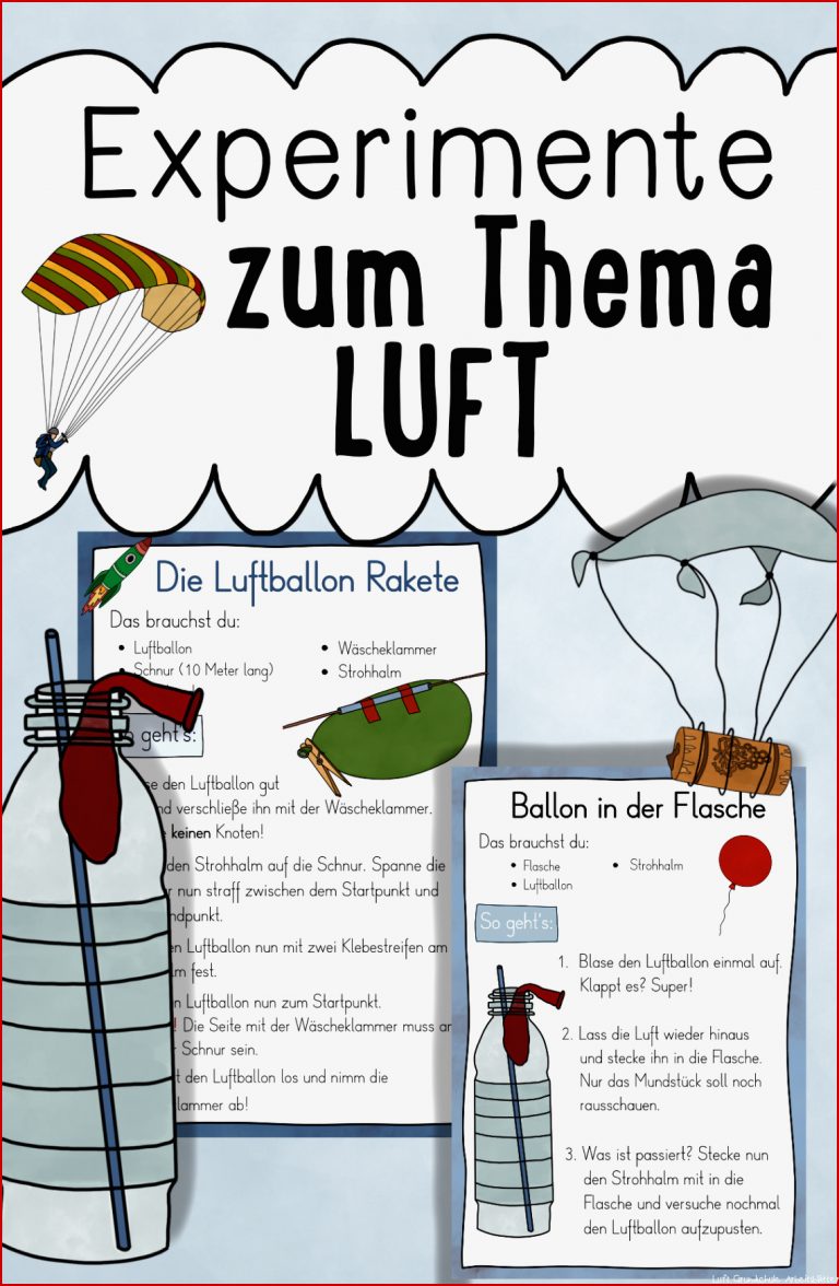 13 Experimente mit Luft Stationenkarten & Anleitungen