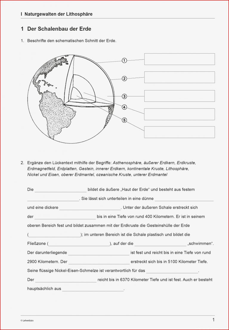 14 Aufbau Der Erde Arbeitsblatt iwonnink