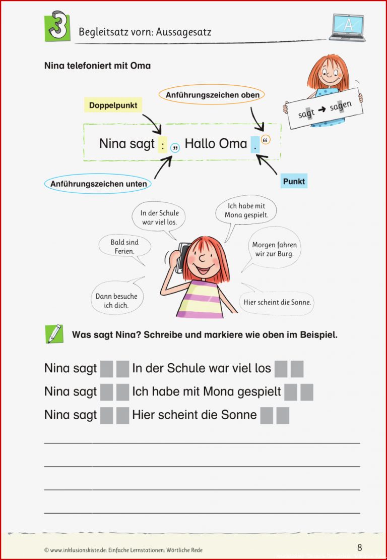 2 Einfache Lernstationen Wörtliche Rede