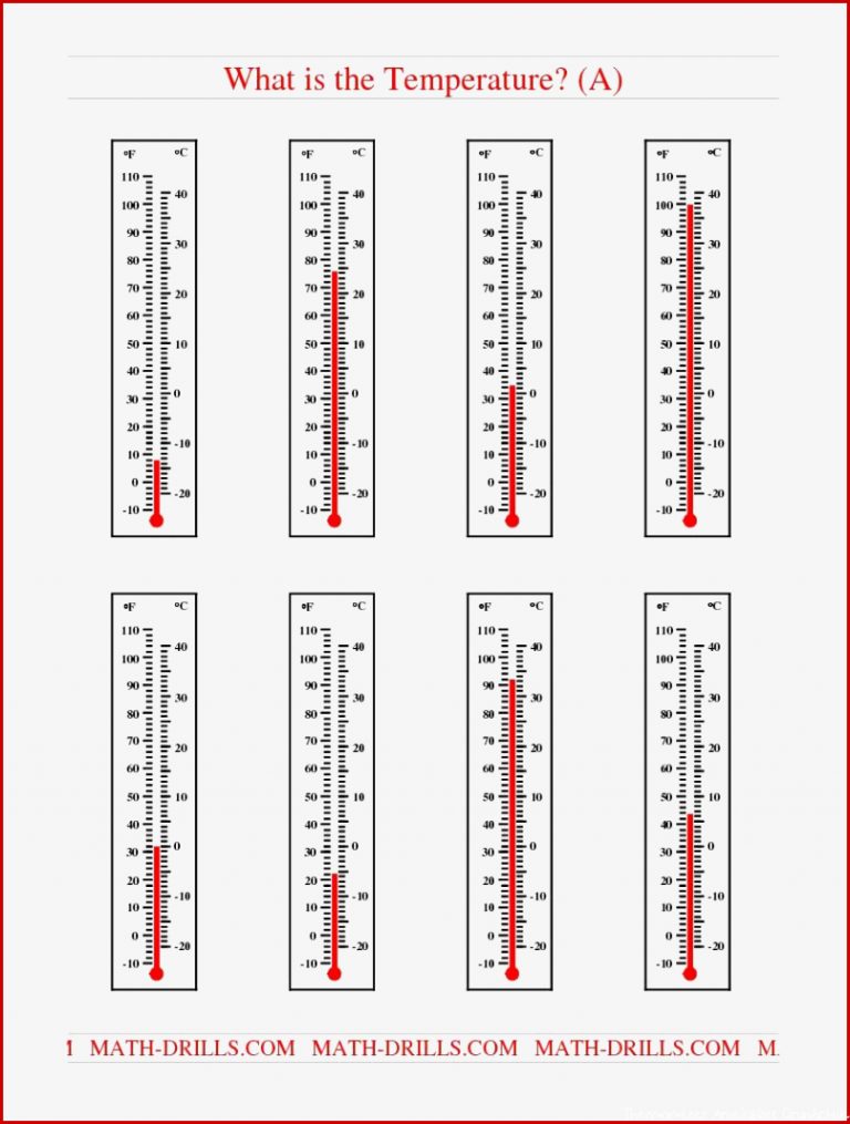 20 Reading A thermometer Worksheet