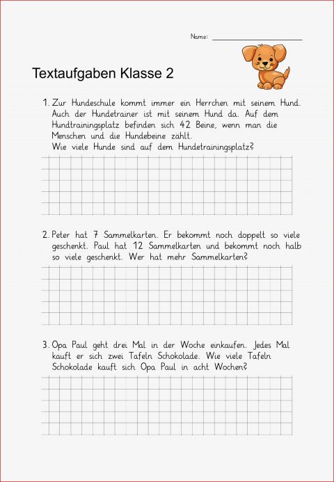 5 X Ab Textaufgaben Klasse 2 – Unterrichtsmaterial Im Fach Mathematik