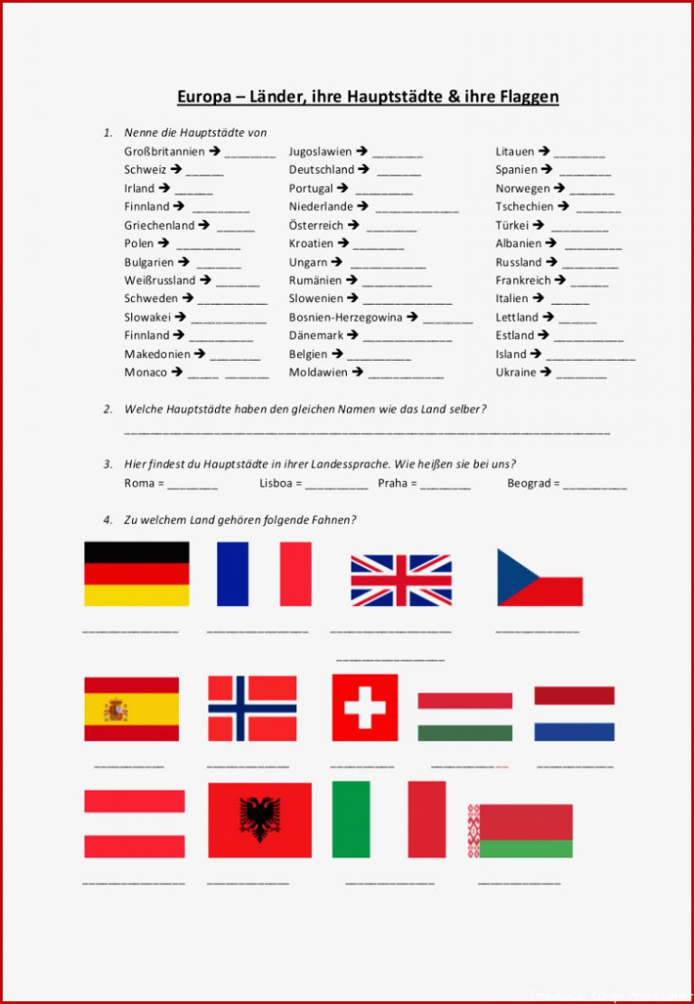 52 ARBEITSBLATT GRUNDSCHULE EUROPA KidWorksheet