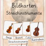 6 Schulmonsterstarke Bildkarten Streichinstrumente