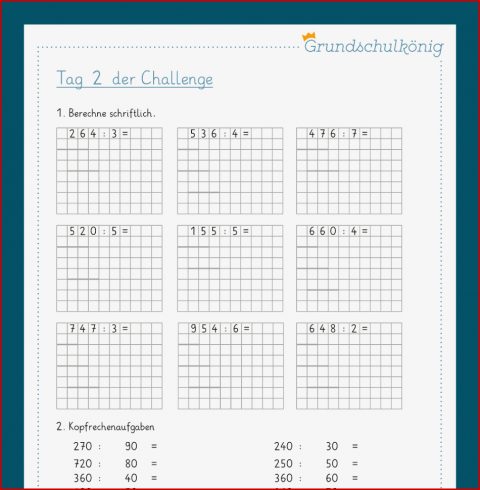 7 Tage Challenge Zum Schriftlichen Verfahren Der Division