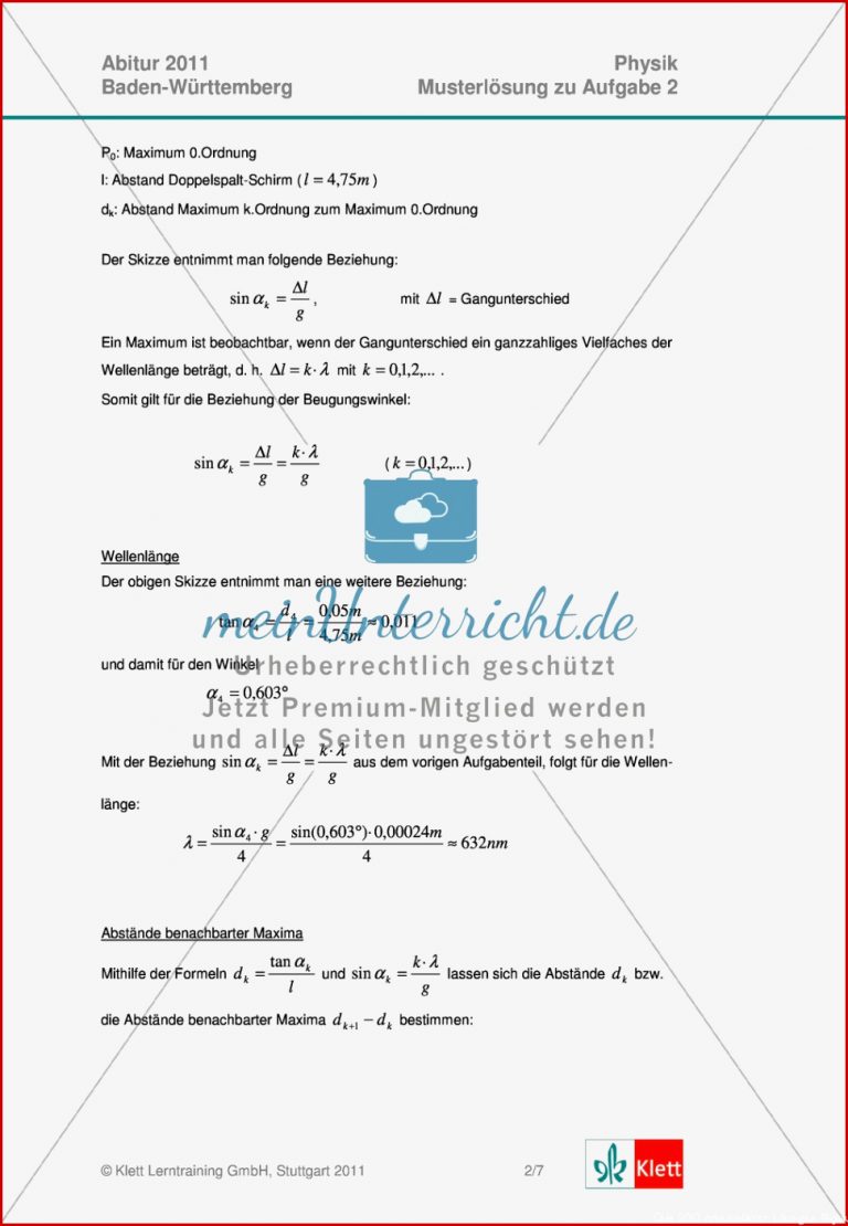 Abuturaufgaben Baden Württemberg 2011 Klausur II Licht