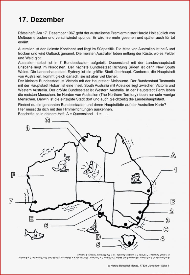 Arbeitsblätter Australien Kostenlos Englisch Worksheets