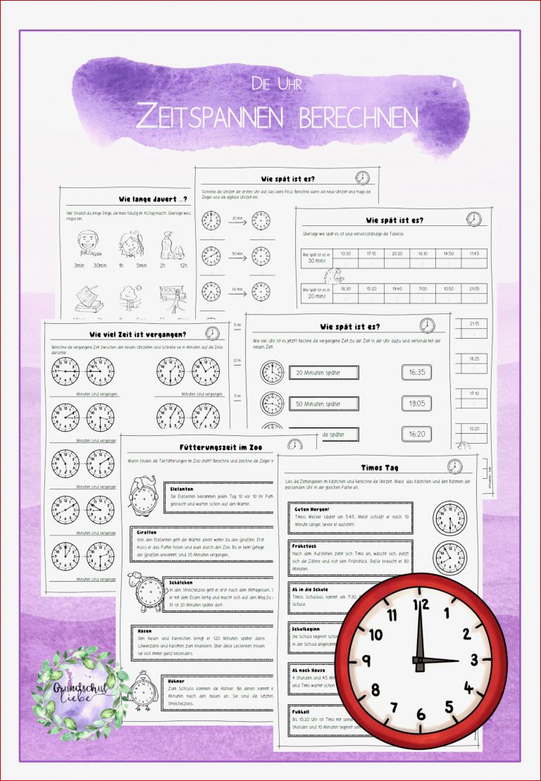 Arbeitsblätter Mathe Klasse 4 Zeitspannen Worksheets