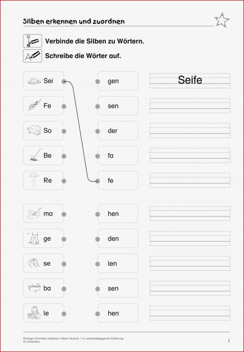 Arbeitsblätter Silben Lesen