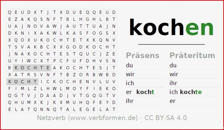 Arbeitsblätter Verb Kochen