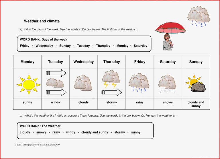 Arbeitsblätter Wetter Arbeitsblatt Englisch wetter