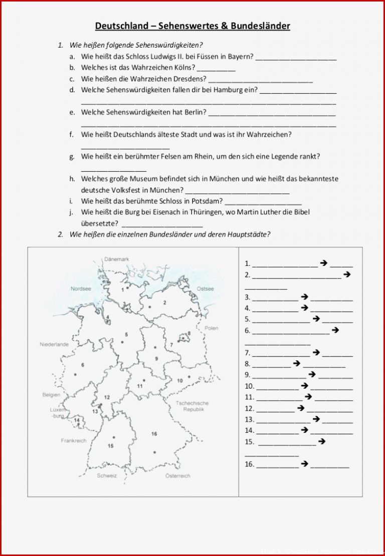 Arbeitsblatt Flüsse Deutschland Klasse 4