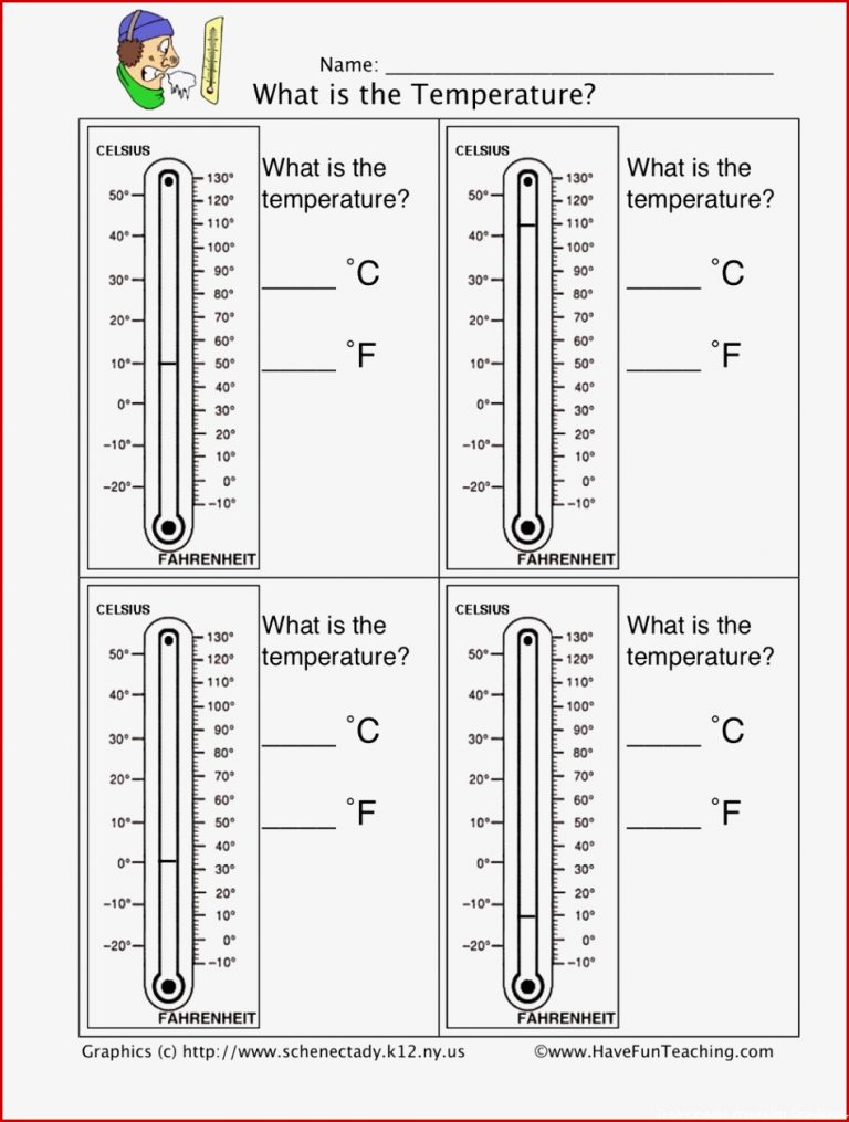 Grundschule Thermometer Übungsblätter
 Arbeitsblatt Thermometer James Simmons Grundschule Kostenlose