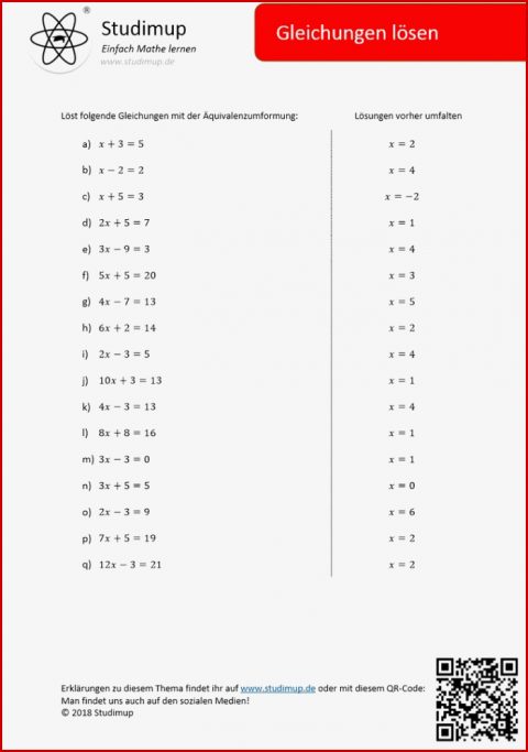 Arbeitsblatt Zum Lösen Von Gleichungen Es Kann Als