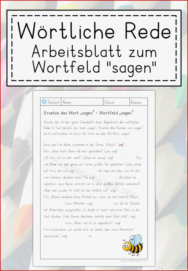 Arbeitsblatt Zum Wortfeld