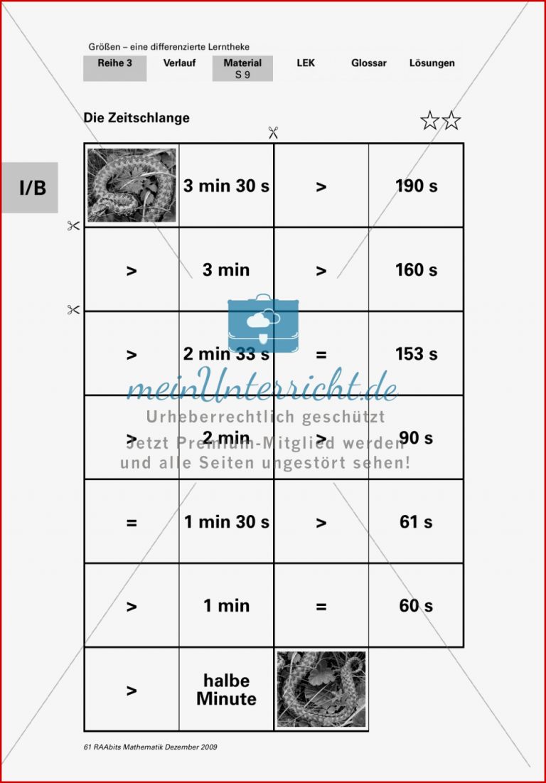Arbeitsbögen zum Üben von Rechnen mit Zeiteinheiten Mit