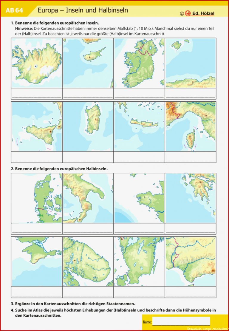 Atlasarbeit Europa Topographie