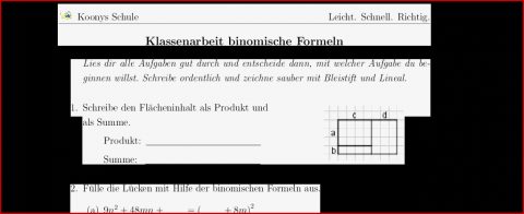 Aufgaben Klassenarbeit Binomische formeln Mit Lösungen