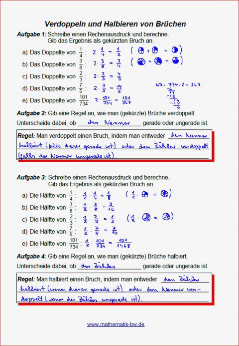 Aufgaben Zur Bruchrechnung — Landesbildungsserver Baden