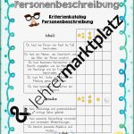 Bewertungsbogen Personenbeschreibung – Grundschule