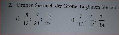 Brüche Der Größe Nach ordnen Puter Schule Mathematik