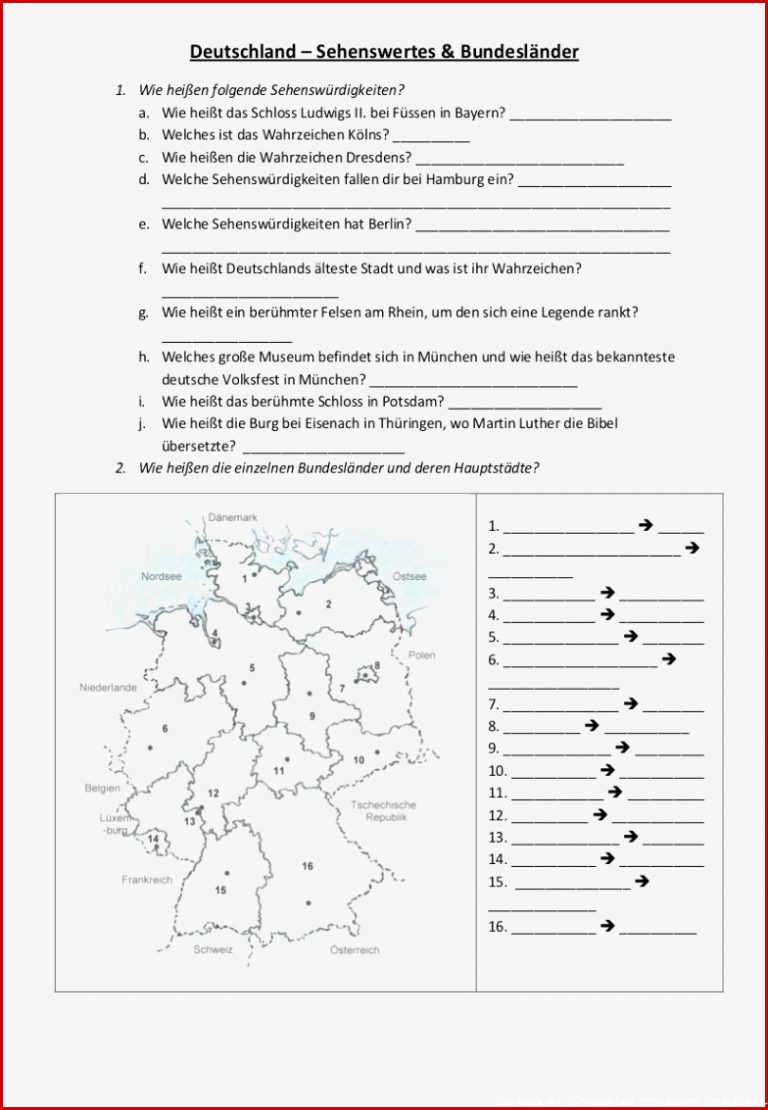 Bundesländer deutschland lernen arbeitsblätter