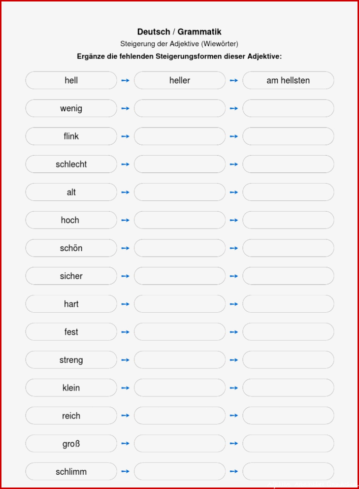 Deutsch Grammatik Adjektive Steigerung Nr 4