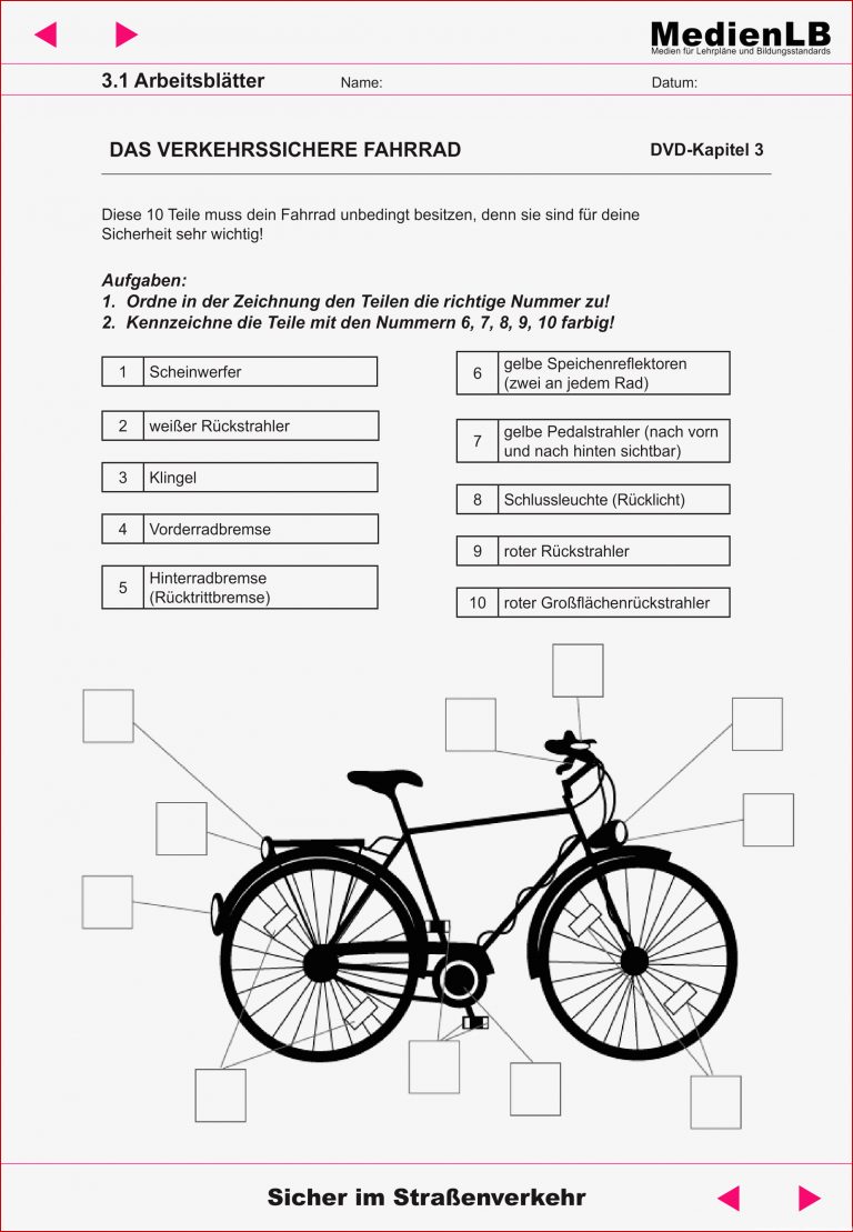 Ein verkehrssicheres Fahrrad – Unterrichtsmaterial im Fach