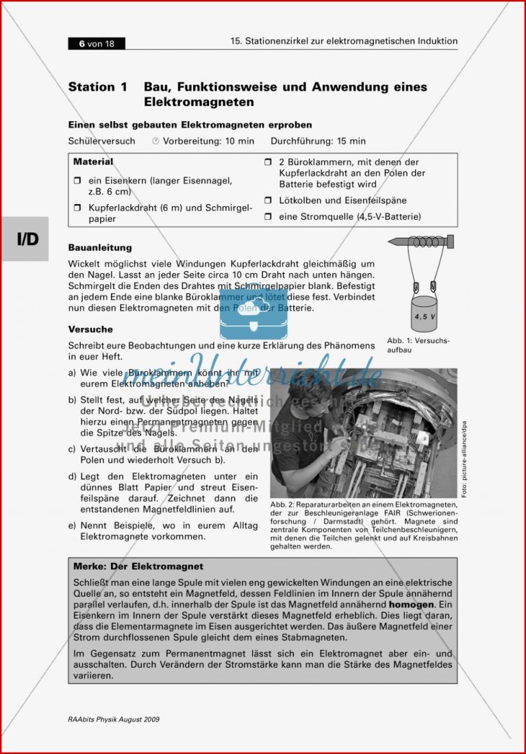 Elektrizitätslehre Stationenlernen zum Thema