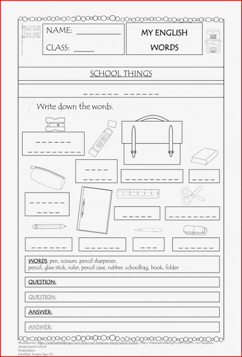 Englisch Schoolthings Wörterbuch – Unterrichtsmaterial