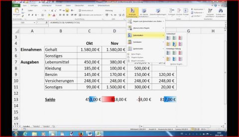 Excel Wunschkonzert 003 Negative Zahlen Werden Rot