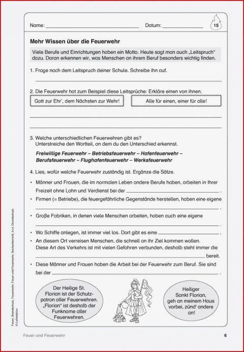 Feuer Grundschule Arbeitsblätter Worksheets