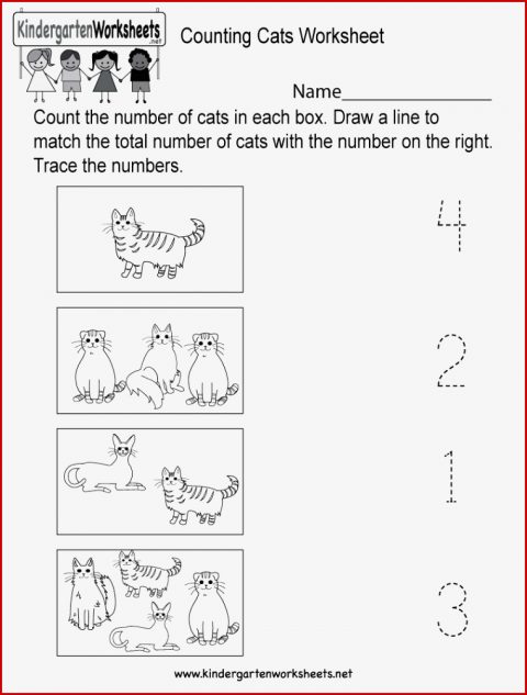 Free Printable Counting Cats Worksheet for Kindergarten