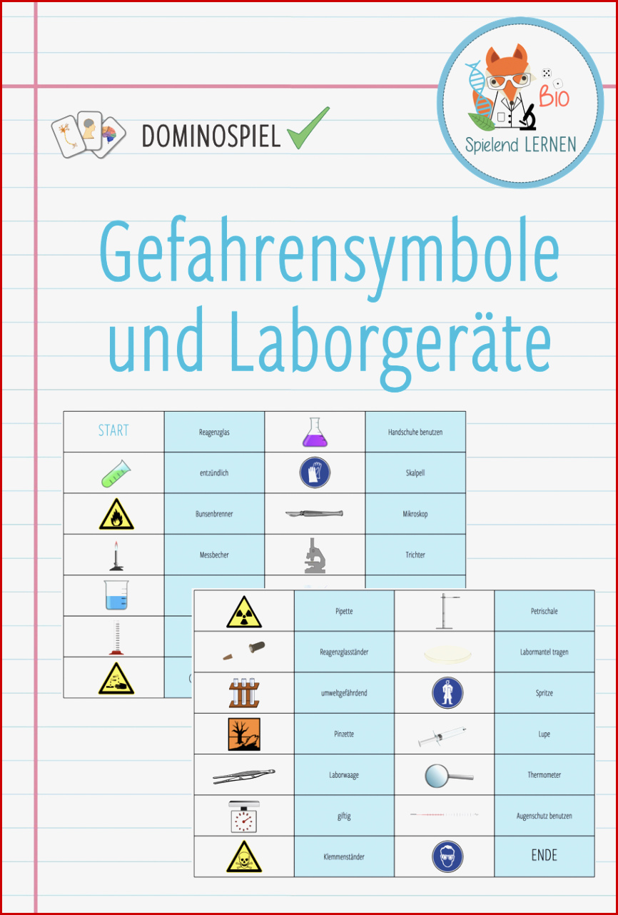 Gefahrensymbole Domino Spiel – Unterrichtsmaterial Im