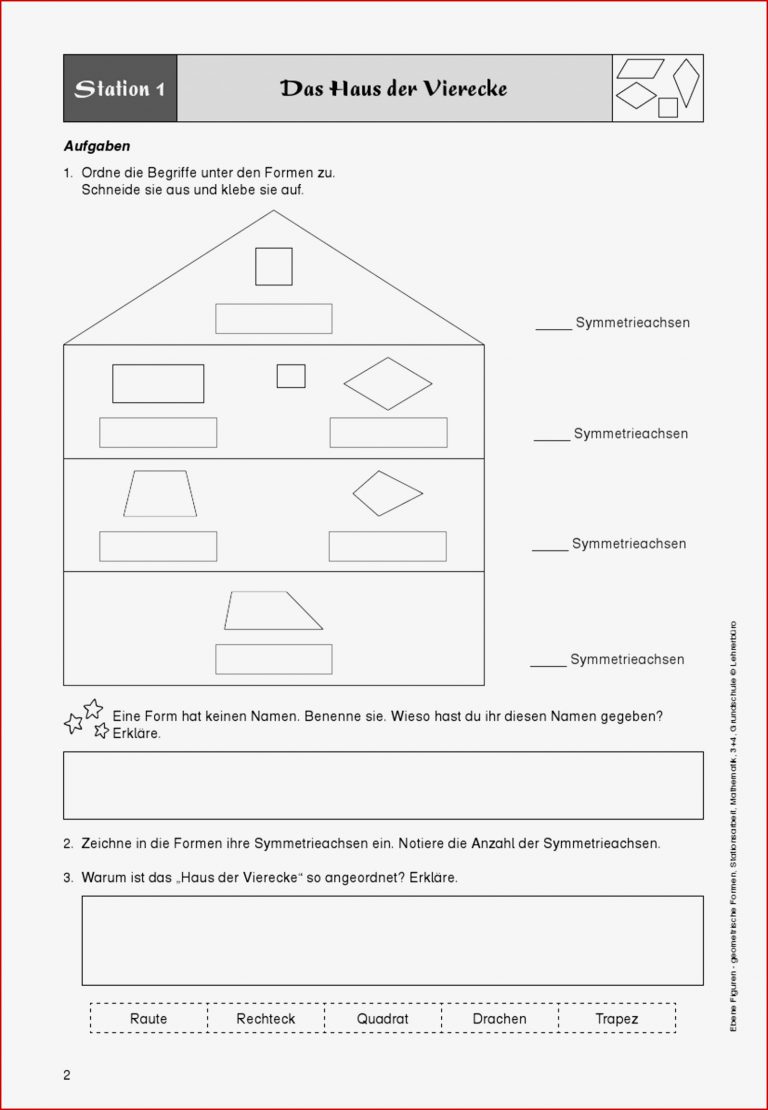 Geometrie Arbeitsblätter
 Geometrie · Arbeitsblätter · Grundschule · Lehrerbüro Kostenlose