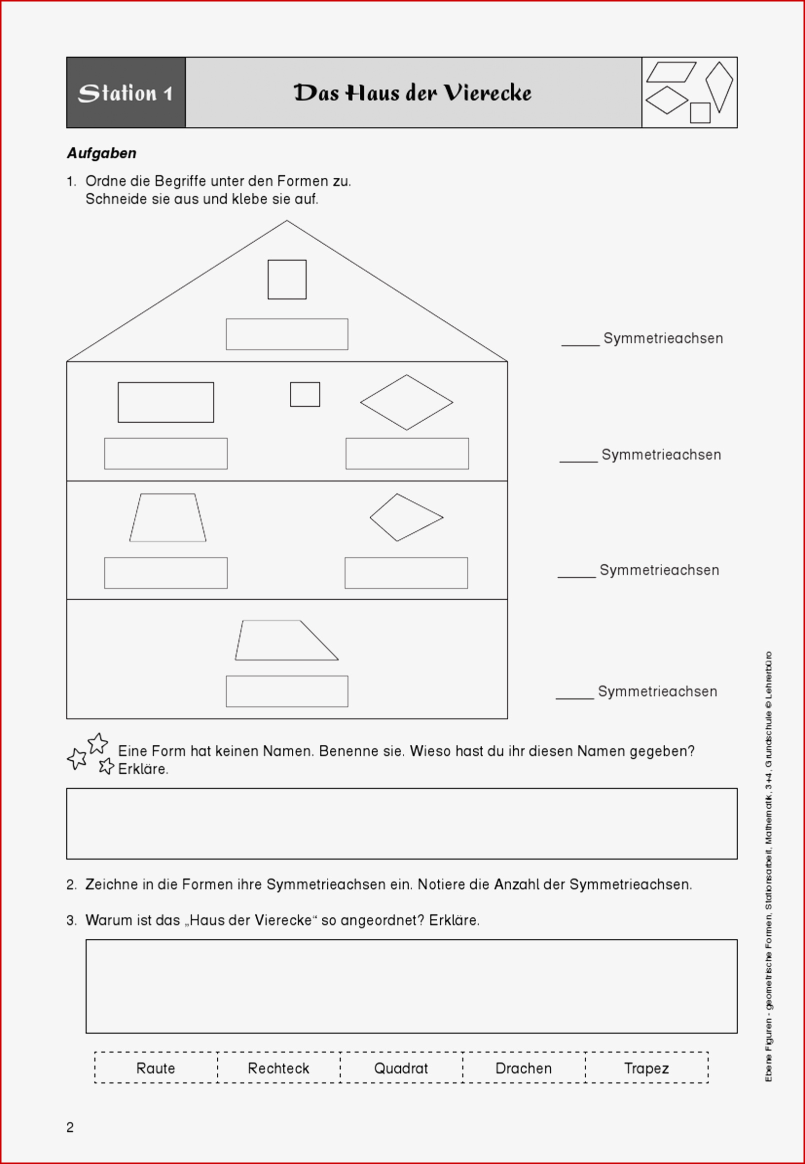 Geometrie · Arbeitsblätter · Grundschule · Lehrerbüro