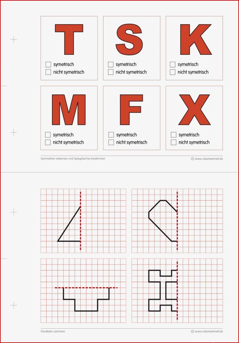 Geometrie Arbeitsblatt A5 lang Symmetrie