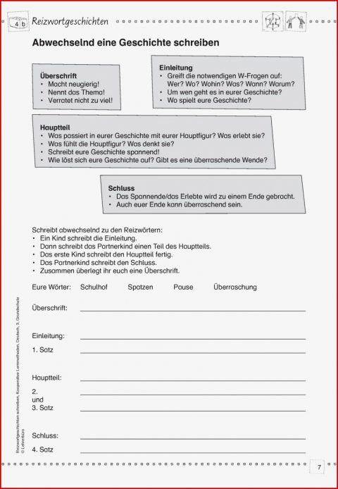 Geschichten Schreiben Grundschule Arbeitsblätter Worksheets