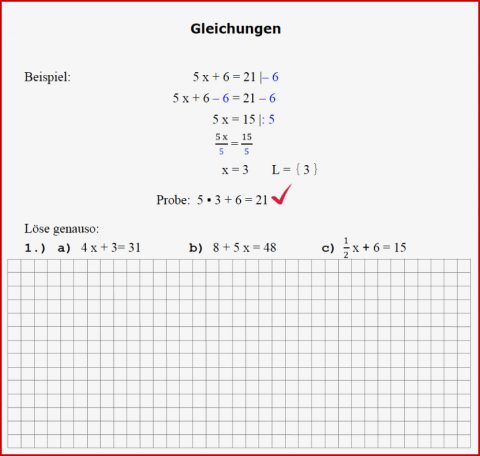 Gleichungen Aufgaben Klasse 7 Gleichungen Lösen