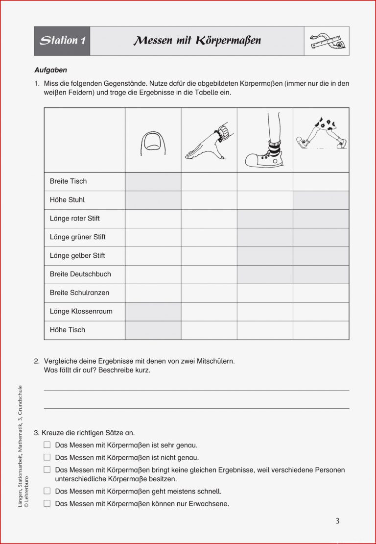 Größen · Arbeitsblätter · Grundschule · Lehrerbüro