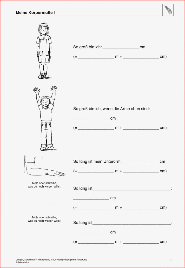 Größen Und Maße · Arbeitsblätter · sonderpädagogik