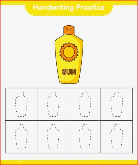 Handschriftübung Linien Von sonnencreme Nachzeichnen