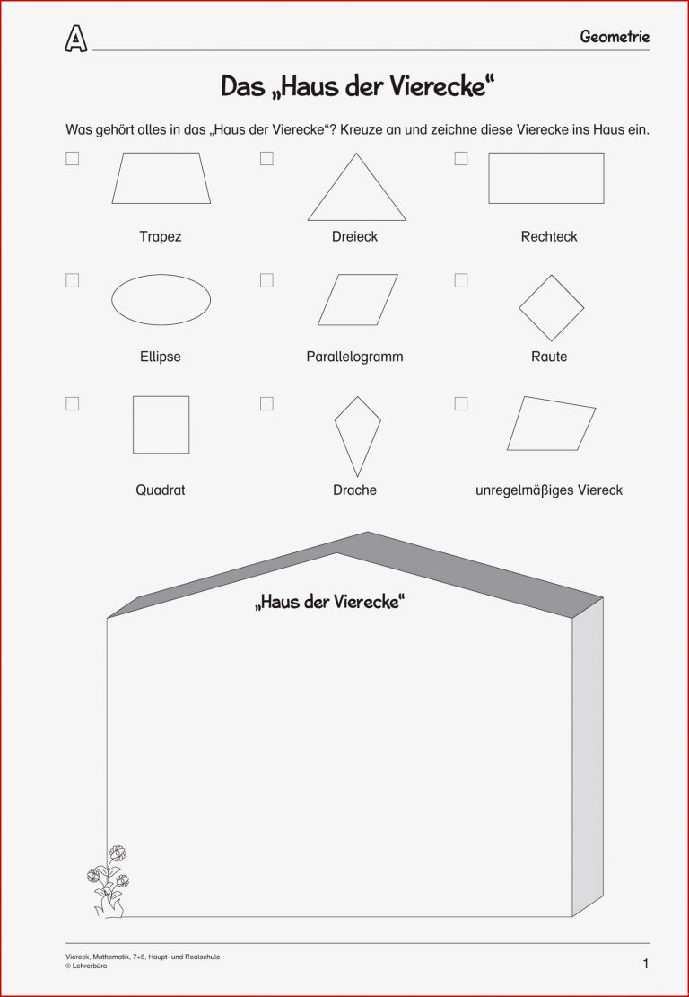 Haus Der Vierecke Arbeitsblatt Klasse 8 Heimidee