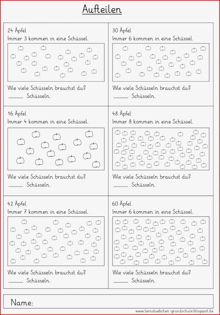 Hier noch ein paar Arbeitsblätter zum Aufteilen und auch