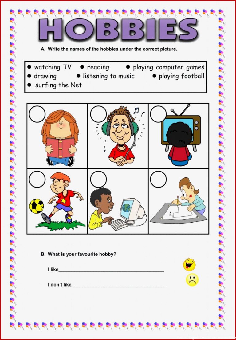 Hobbies Englisch Grundschule Arbeitsblätter Worksheets