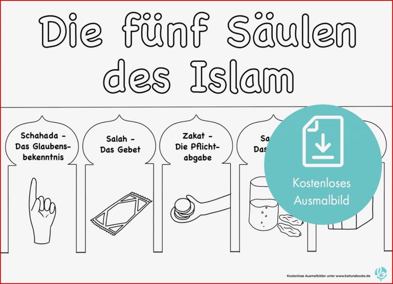 Islamische Ausmalbilder und Meilensteinkarten als