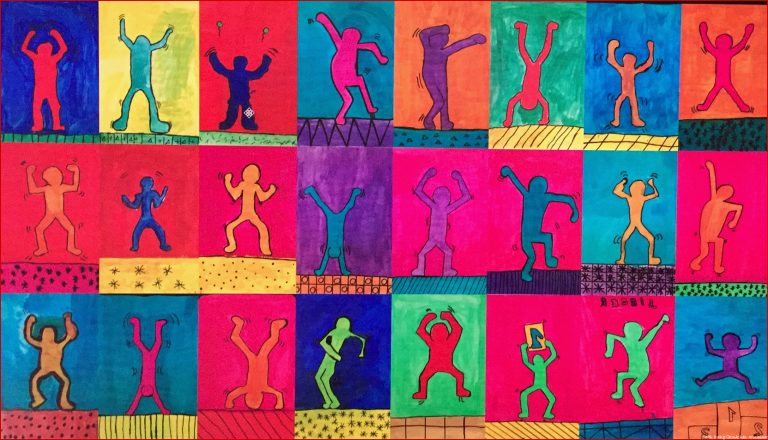 Keith Haring Kunst Grundschule Siegerpose Abschluss