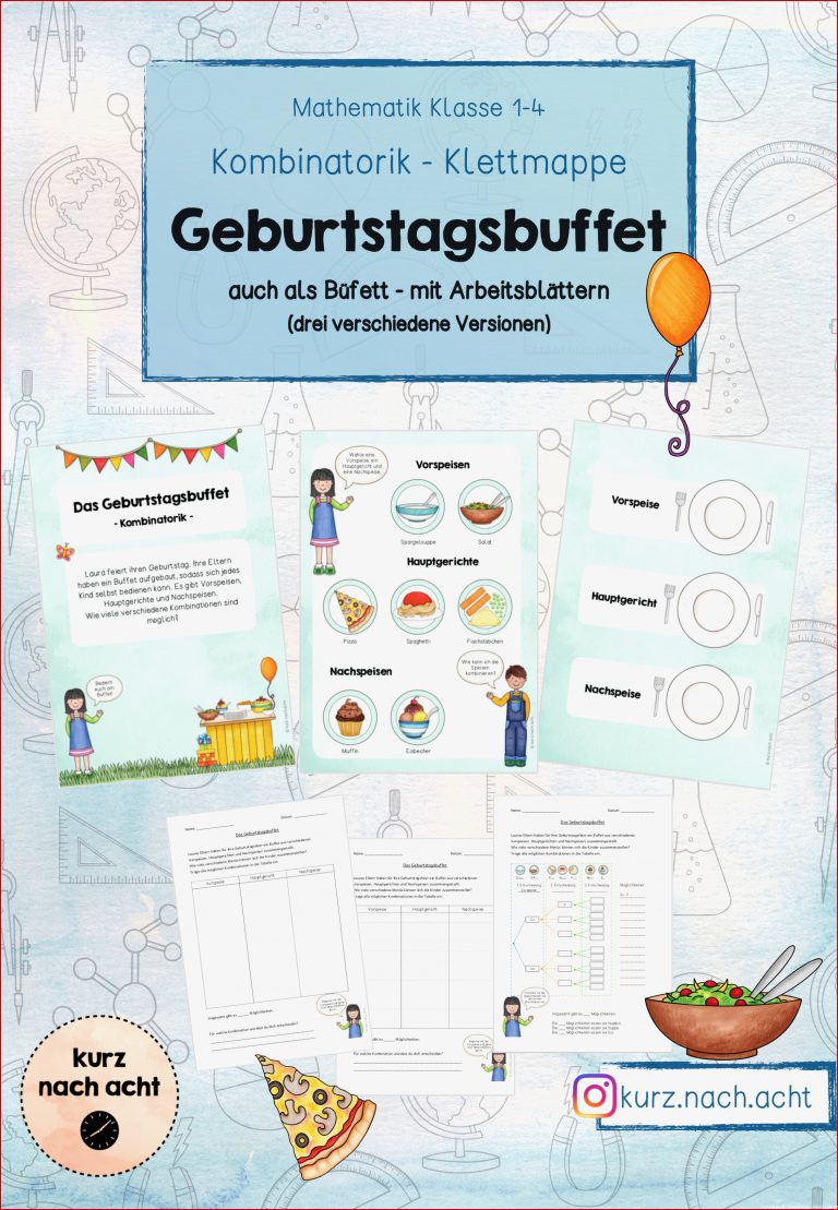 Klettmappe Kombinatorik Geburtstagsbuffet