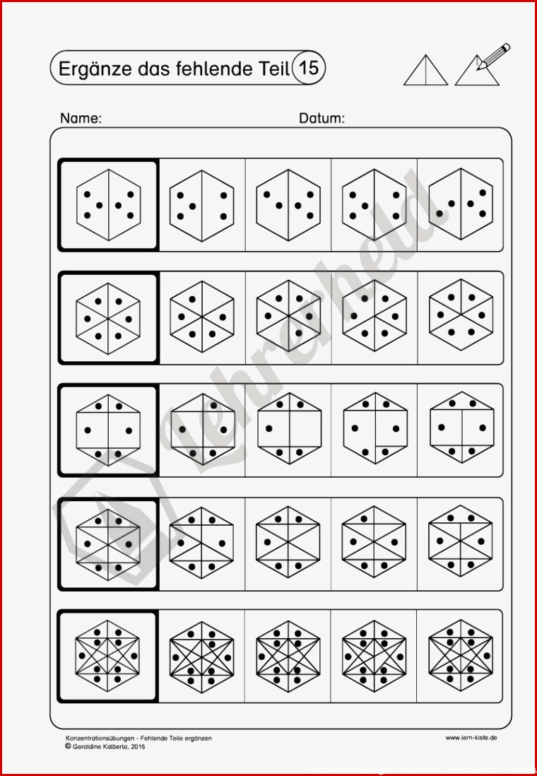 Konzentrationsübungen Fehlende Teile ergänzen
