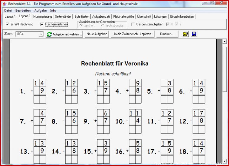 Kostenloses Programm Zur Erstellung Von RechenblÃ¤ttern Â» Lehrfuchs ...