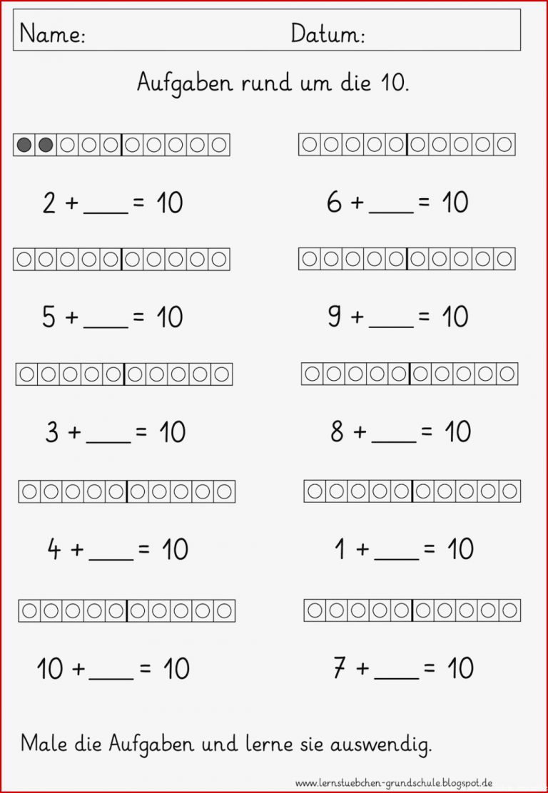 Lernstübchen rechnen rund um 10